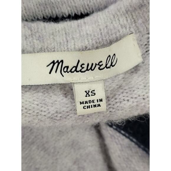 Madewell Kent Long Line Striped Wool Alpaca Blend Cardigan Grey Blue Size XS - Picture 9 of 10